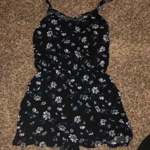 floral black, white, and blue romper, never worn